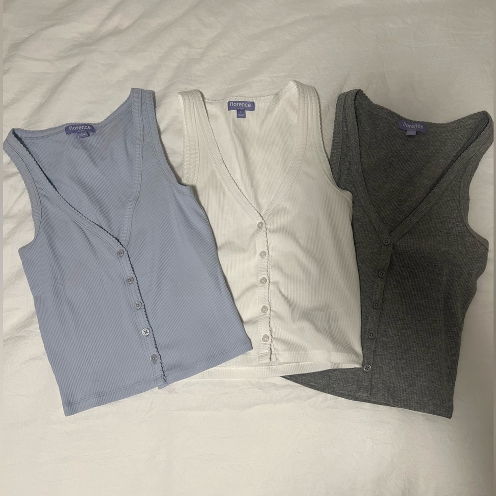 Black Ribbed Button-Front Tank Top - Picture 3 of 3